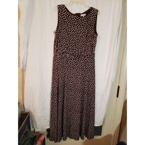 Women's Vintage Dress Barn Brown Polka Dot Midi Dress Size 14 (H340)
